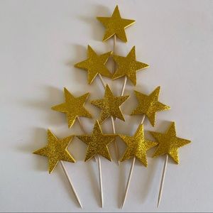 Glitter Star Cake Topper Toothpick Set 10 pieces